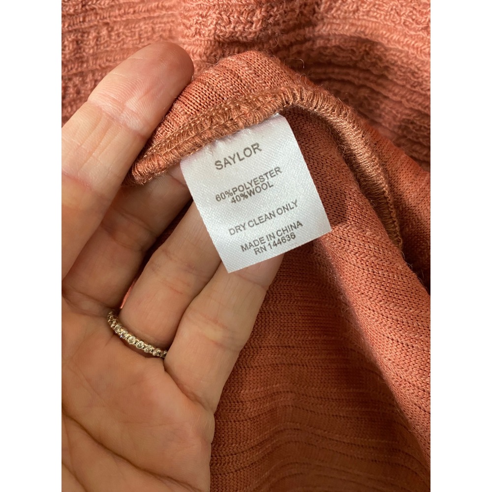 Saylor Terracotta Rust Ribbed Wool Blend Ruffle Turtleneck Wrap Mini Dress Small - Picture 5 of 5
